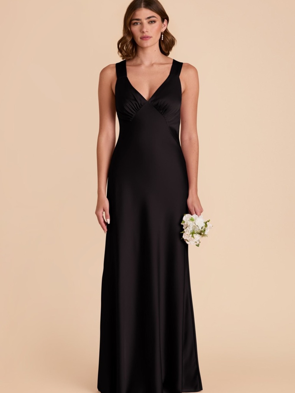 Birdy Grey Black Satin V-Neck Maxi Dress